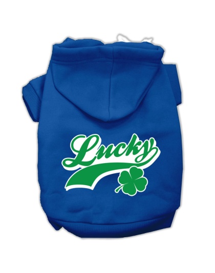 Lucky Swoosh Screen Print Pet Hoodies Blue Size Lg