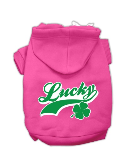 Lucky Swoosh Screen Print Pet Hoodies Bright Pink Size Lg