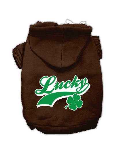 Lucky Swoosh Screen Print Pet Hoodies Brown Size Lg