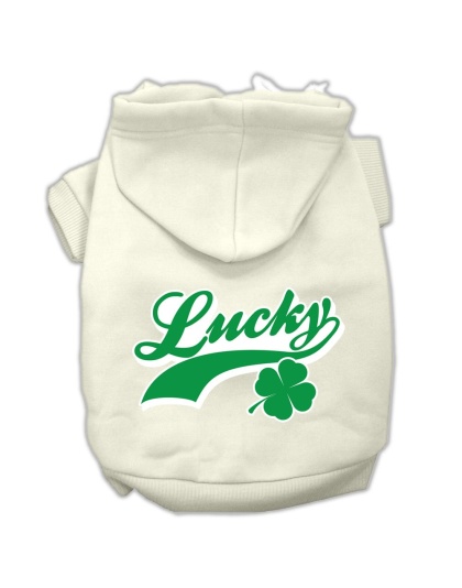 Lucky Swoosh Screen Print Pet Hoodies Cream Size Lg