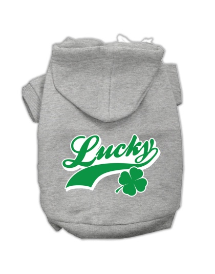 Lucky Swoosh Screen Print Pet Hoodies Grey Size Lg
