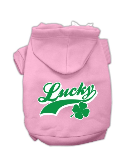 Lucky Swoosh Screen Print Pet Hoodies Light Pink Size Lg