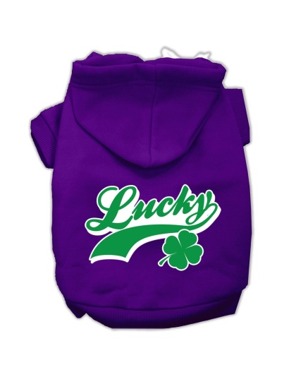 Lucky Swoosh Screen Print Pet Hoodies Purple Size Lg