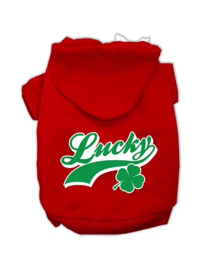 Lucky Swoosh Screen Print Pet Hoodies Red Size Lg