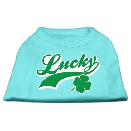 Lucky Swoosh Screen Print Shirt Aqua Lg