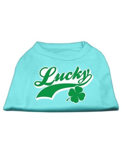 Lucky Swoosh Screen Print Shirt Aqua Lg