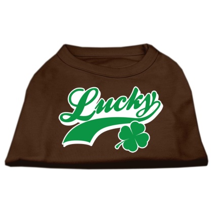 Lucky Swoosh Screen Print Shirt Brown Lg