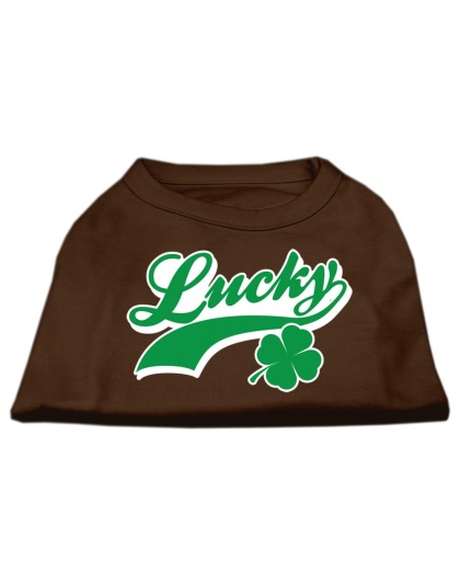 Lucky Swoosh Screen Print Shirt Brown Lg