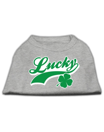 Lucky Swoosh Screen Print Shirt Grey Lg