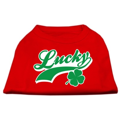 Lucky Swoosh Screen Print Shirt Red Lg