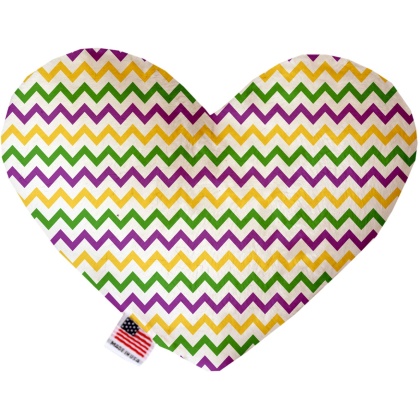 Mardi Gras Chevron 6 inch Canvas Heart Dog Toy