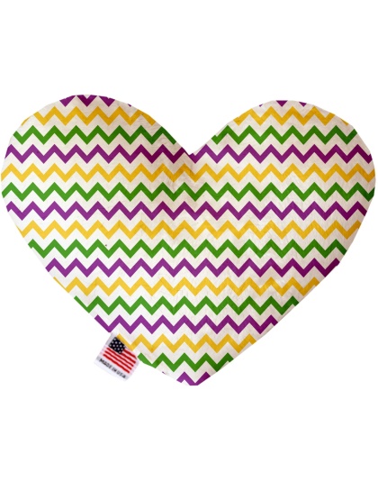 Mardi Gras Chevron 6 inch Canvas Heart Dog Toy