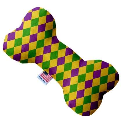 Mardi Gras Diamonds 10 inch Canvas Bone Dog Toy