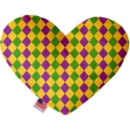 Mardi Gras Diamonds 6 inch Canvas Heart Dog Toy