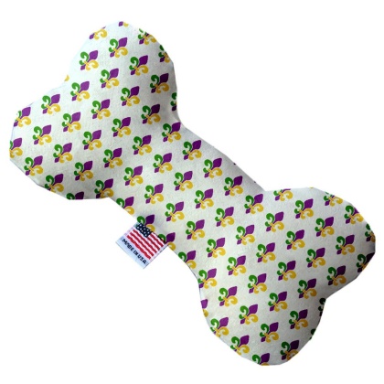 Mardi Gras Fleur De Lis 10 inch Canvas Bone Dog Toy