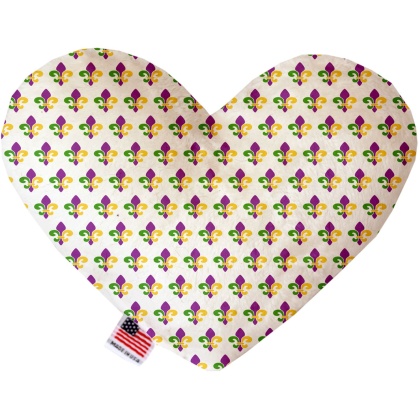 Mardi Gras Fleur De Lis 6 inch Canvas Heart Dog Toy