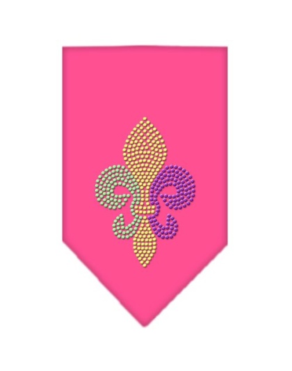 Mardi Gras Fleur De Lis Rhinestone Bandana Bright Pink Large