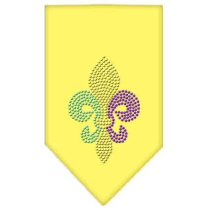 Mardi Gras Fleur De Lis Rhinestone Bandana Yellow Large