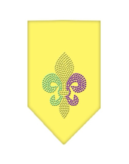 Mardi Gras Fleur De Lis Rhinestone Bandana Yellow Large