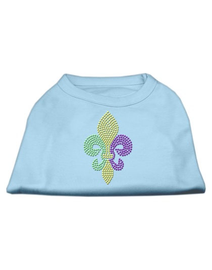 Mardi Gras Fleur De Lis Rhinestone Dog Shirt Baby Blue Lg