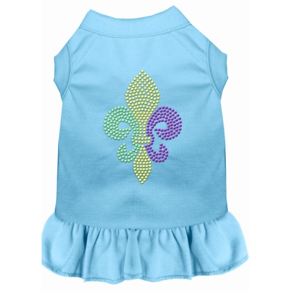 Mardi Gras Fleur De Lis Rhinestone Dress Baby Blue 4X