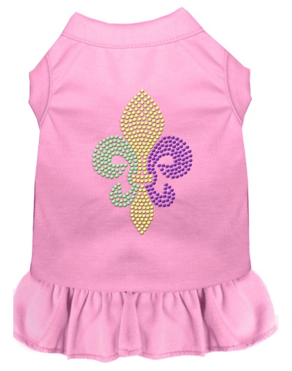 Mardi Gras Fleur De Lis Rhinestone Dress Light Pink 4X