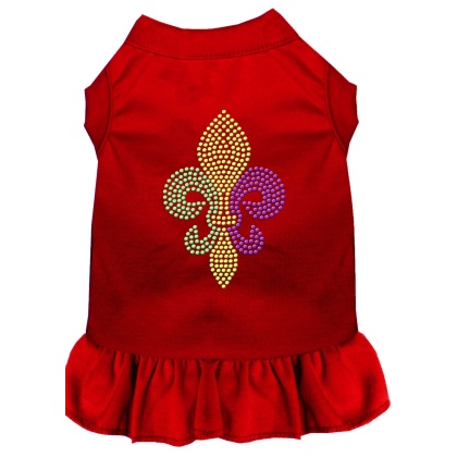 Mardi Gras Fleur De Lis Rhinestone Dress Red 4X