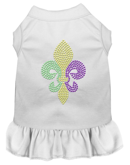 Mardi Gras Fleur De Lis Rhinestone Dress White 4X