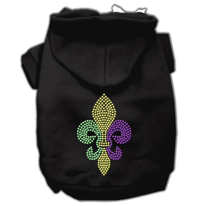 Mardi Gras Fleur De Lis Rhinestone Hoodies Black L