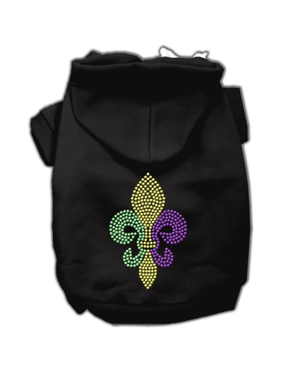 Mardi Gras Fleur De Lis Rhinestone Hoodies Black L