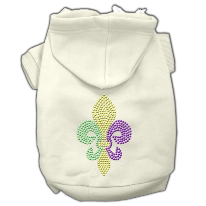 Mardi Gras Fleur De Lis Rhinestone Hoodies Cream L