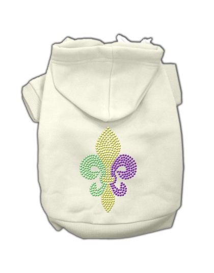 Mardi Gras Fleur De Lis Rhinestone Hoodies Cream L