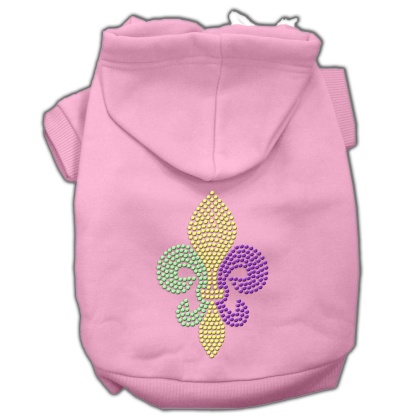 Mardi Gras Fleur De Lis Rhinestone Hoodies Pink L