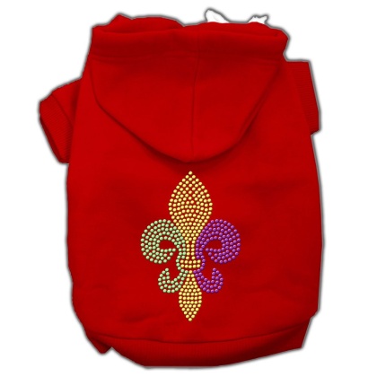 Mardi Gras Fleur De Lis Rhinestone Hoodies Red L