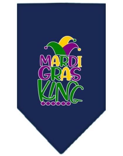 Mardi Gras King Screen Print Mardi Gras Bandana Navy Blue large