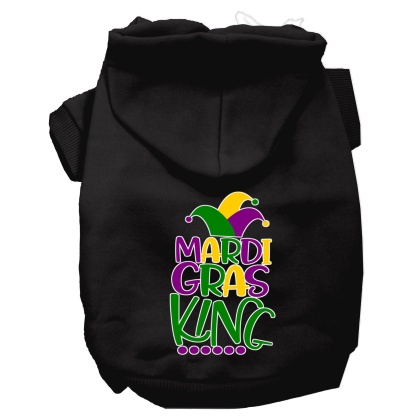 Mardi Gras King Screen Print Mardi Gras Dog Hoodie Black L