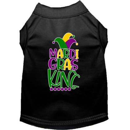 Mardi Gras King Screen Print Mardi Gras Dog Shirt Black Lg