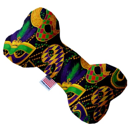 Mardi Gras Masquerade 10 inch Canvas Bone Dog Toy