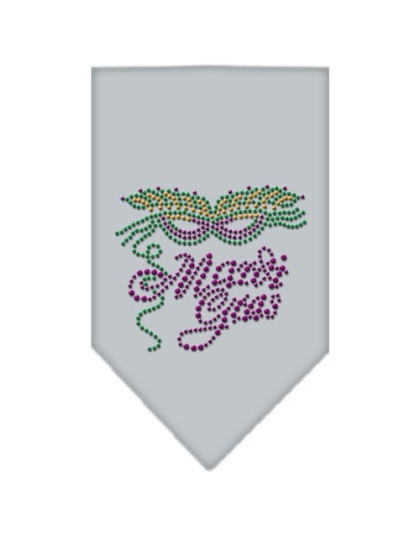 Mardi Gras Rhinestone Bandana Grey Large