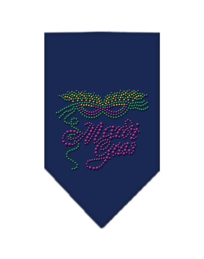 Mardi Gras Rhinestone Bandana Navy Blue large