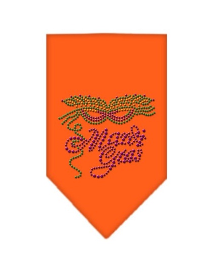 Mardi Gras Rhinestone Bandana Orange Large