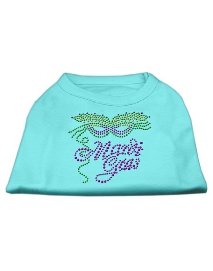 Mardi Gras Rhinestud Shirt Aqua L