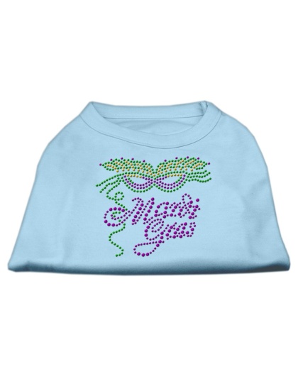 Mardi Gras Rhinestud Shirt Baby Blue L