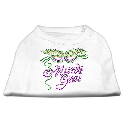 Mardi Gras Rhinestud Shirt White L