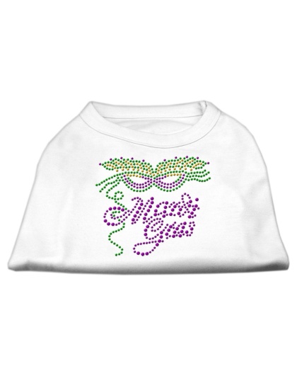 Mardi Gras Rhinestud Shirt White L