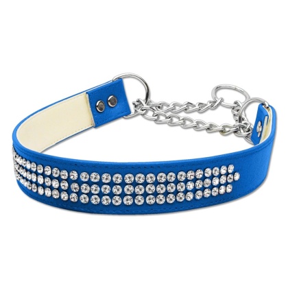 Martingale 3 Row Crystal Collar Blue Large