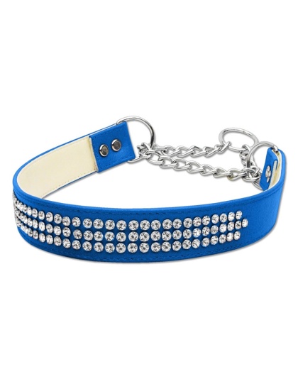 Martingale 3 Row Crystal Collar Blue Large