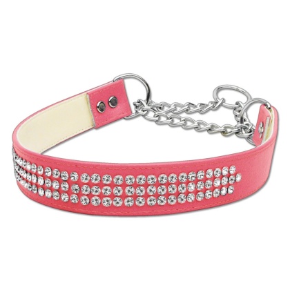 Martingale 3 Row Crystal Collar Pink Large