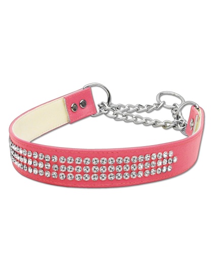 Martingale 3 Row Crystal Collar Pink Large