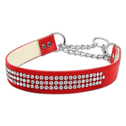 Martingale 3 Row Crystal Collar Red Large